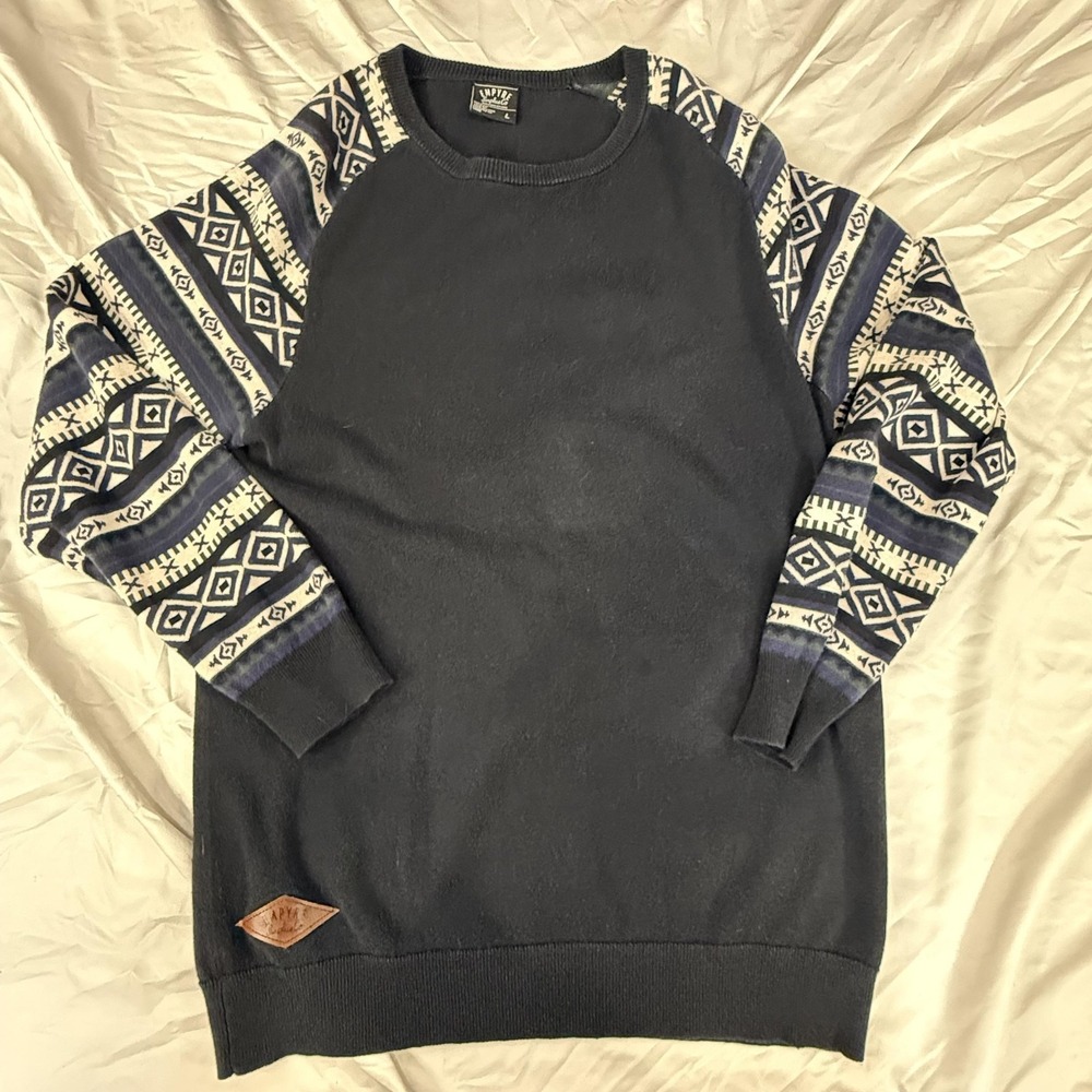 Empyre Sweater Mens Large Blue Aztec Geometric Long Sleeve Crew Neck‎ Knit